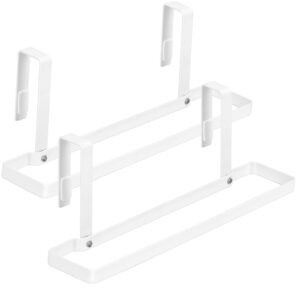 fyy cabinet towel holder rack - 2 pack collapsible folding over cabinet towel bars, heavy duty kitchen dish/hand towel holder for over cabinet cupboard doors white