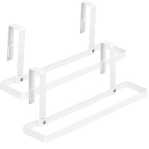 FYY Cabinet Towel Holder Rack - 2 Pack Collapsible Folding Over Cabinet Towel Bars, Heavy Duty Kitchen Dish/Hand Towel Holder for Over Cabinet Cupboard Doors White