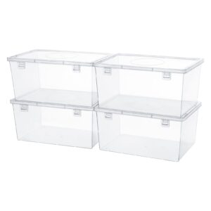 ganydet clear storage box with lids, storage bins plastic clear box craft organizers and storage, small containers stackable case box for nail polish bead sewing tool, 4 pack, 7.48'' x 4.8'' x 3.81''