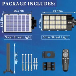 JAYNLT 6000W Solar Street Lights Outdoor, 600000LM 6500K Powerful Solar Parking Lot Lights Commercial, Duks to Dawn Solar Flood Lights Outdoor with Motion Sensor for Yards, Driveways