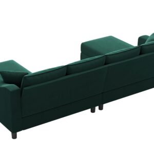 Belffin U Shaped Sectional Sofa Velvet Convertible Sofa with Reversible Chaises Sectional Couches with Ottomans for Living Room (Green)…