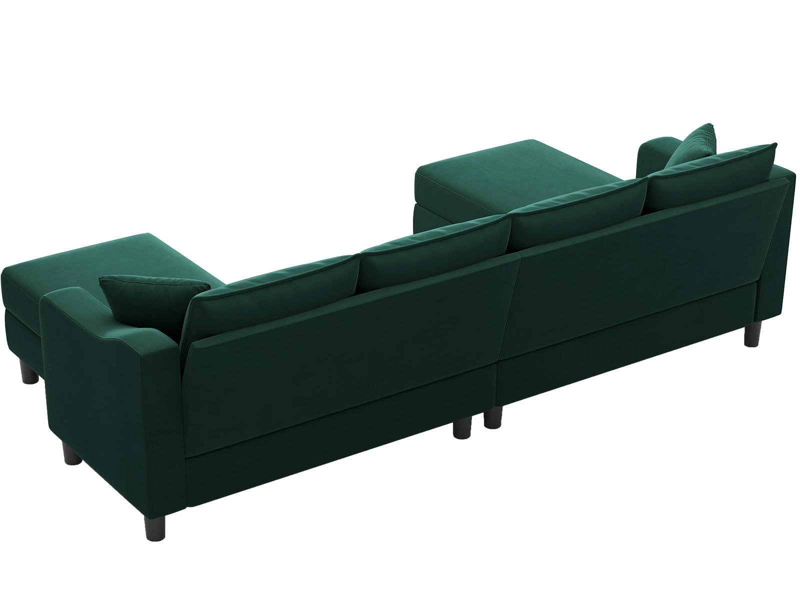 Belffin U Shaped Sectional Sofa Velvet Convertible Sofa with Reversible Chaises Sectional Couches with Ottomans for Living Room (Green)…