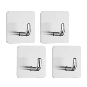 patravious adhesive hooks, holder heavy duty wall hooks, stick on towel hanger for bathroom, wall waterproof stainless steel adhesive hooks for hanging bathroom kitchen home-4 packs