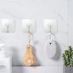 DGYB 20 Pcs Clear Adhesive Hooks for Hanging 22lb Self Adhesive Wall Hooks Heavy Duty Waterproof Transparent Sticky Hooks for Shower Home Bathroom Kitchen Office