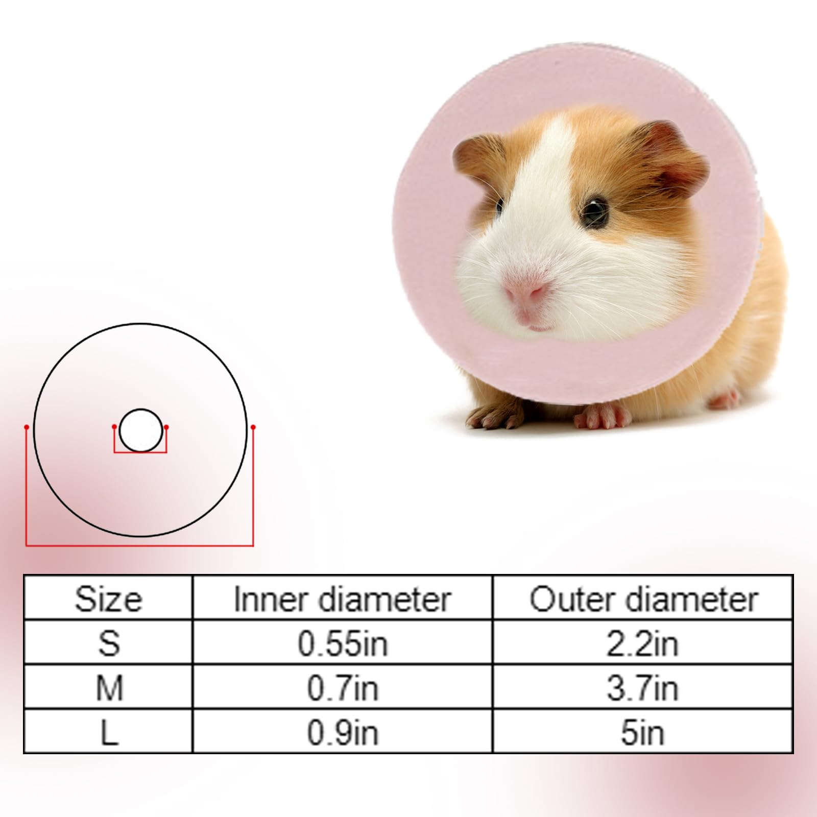 Hamster Recovery Collar Protection Cone After Surgery, Small Animals Adjustable Protection Collar for Rat Bird Rabbit Guinea Pig, Anti-Lick Anti-bite Pet Elizabeth Collar (Pink, S)