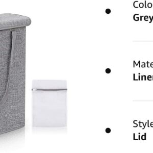 CHUBARIY Ultra-Thin Laundry Hamper with Lid, Tall Thin Waterproof Lined Narrow Dirty Clothes Hamper with Handle, Suitable for Bathroom, Bedroom, Dormitory to Organize and Store Clothes, Grey