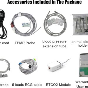 12.1-inch Display PET Vet Patient Monitor Multiparameter ICU Machine with ETCO2, Veterinary ECG, SPO2.HR, NIBP, RESP, Temp for Cat, Dog, Mouse, Animals Use