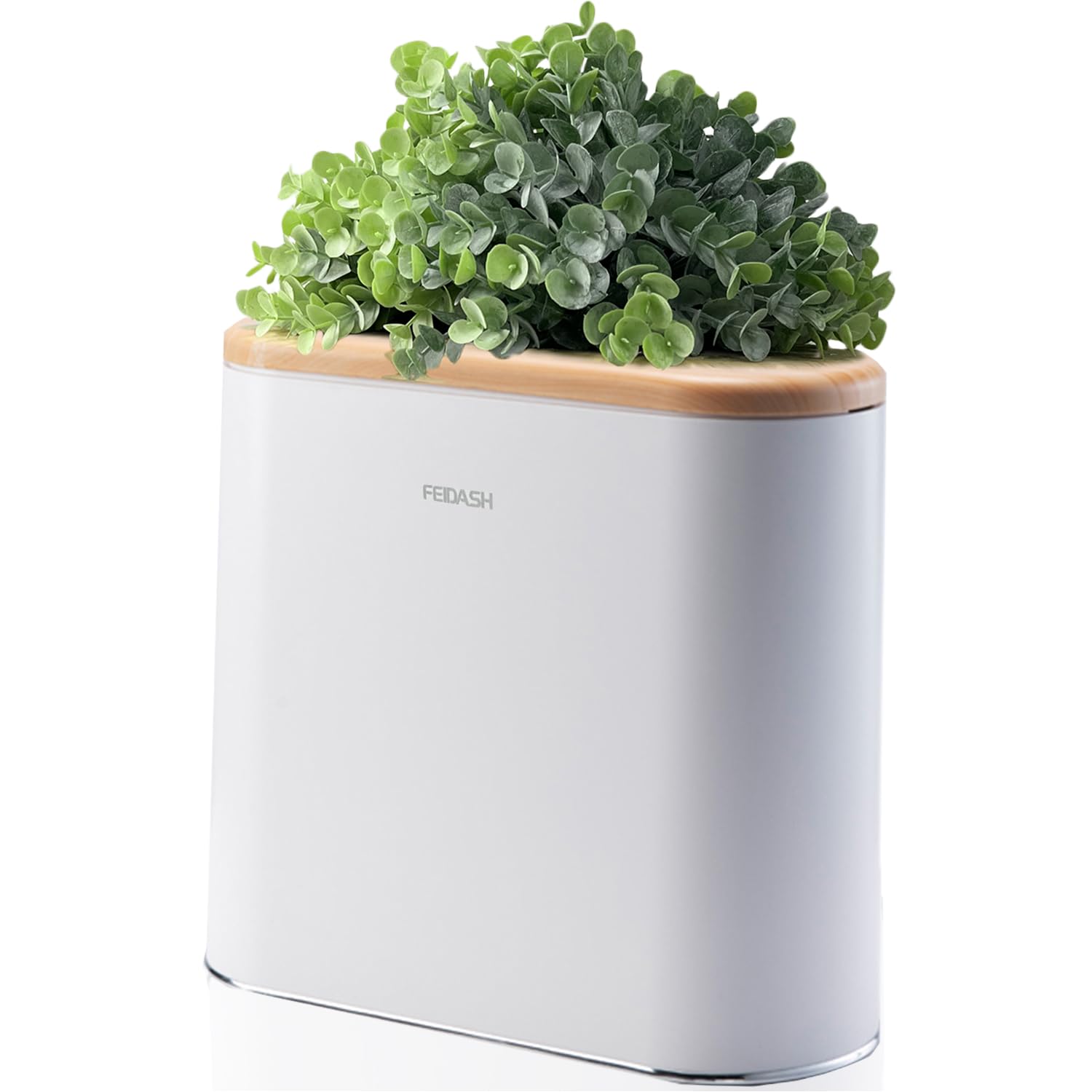 Yatmung 2.5 Gal Bathroom Trash Can with Lid - Plant Styled Hidden Garbage Can - Cute Trash Bin for Room - Slim, Plastic - Narrow Bedroom Trash Can Decorative