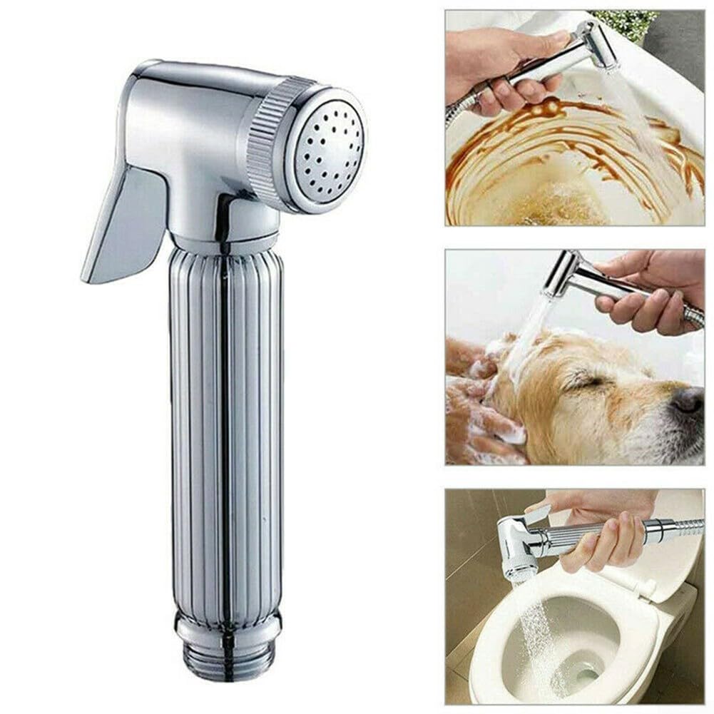 Handheld Toilet Bidet Sprayer for Toilet-Adjustable Water Pressure Control with Bidet Hose for Feminine Wash,Zinc Alloy Shower Head(Silver)