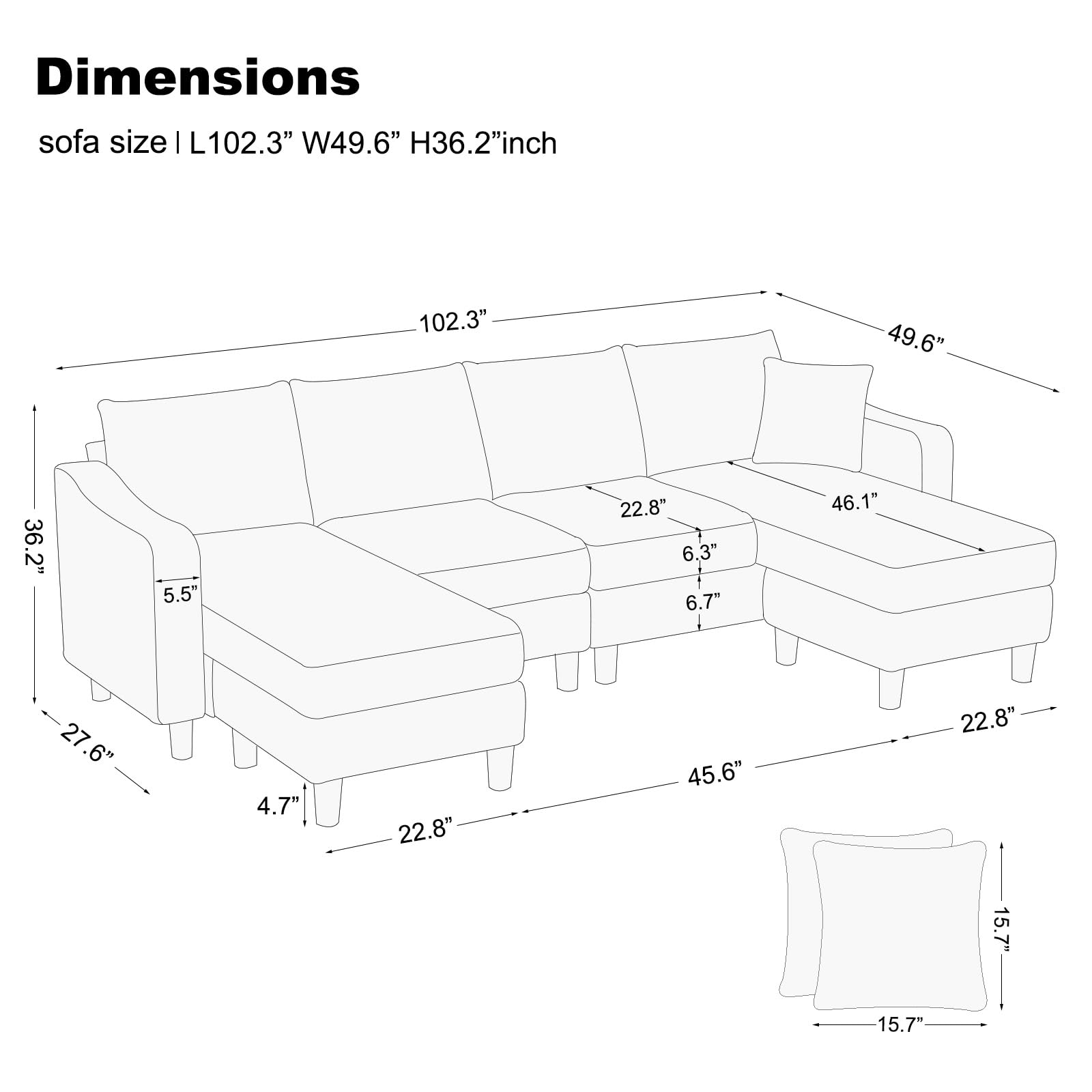 Belffin U Shaped Sectional Sofa Velvet Convertible Sofa with Reversible Chaises Sectional Couches with Ottomans for Living Room (Green)…