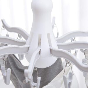 Rogess Octopus Drying Hanger, Clothes Drying Hanger with Clips, Sock Hanger for Drying, 8-Claw Octopus Hanging Dryer with 16 Clips Small Hanger, Travel, Indoor Outdoor use (Gray)