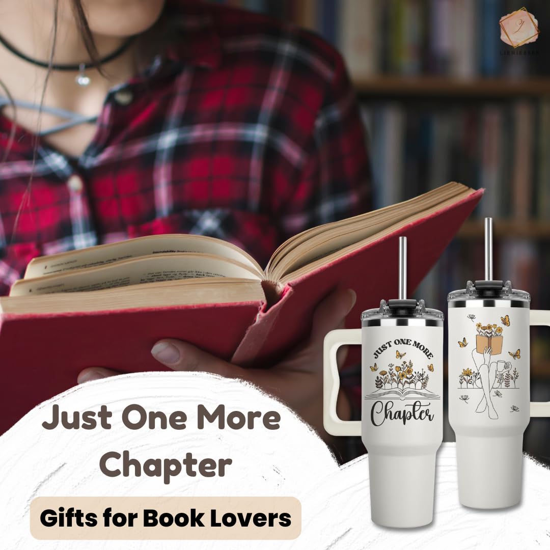 Christmas Gifts for Book Lovers - Just One More Chapter Tumbler 40Oz, Book Lover Gifts for Women, Book Lovers Gifts, Gifts for Book Lovers, Bookish Gift, Book Club Cup, Birthday Gifts for Book Lovers