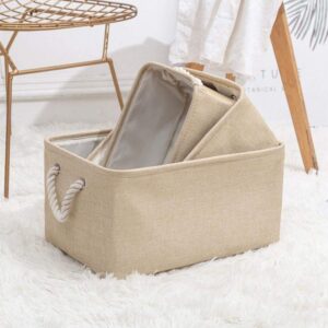 Basket Organizer Folding Storage Basket Foldable Cotton Linen Storage Box Bins Fabric Organizer Home Office Bedroom Closet Toys Laundry Basket 41 * 31 * 2CM Daily necessities (F)