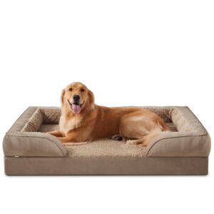 invenho orthopedic dog beds large sized dog, xl washable dog sofa bed large, egg-crate foam dog couch bed with washable removable cover, waterproof lining and nonskid bottom