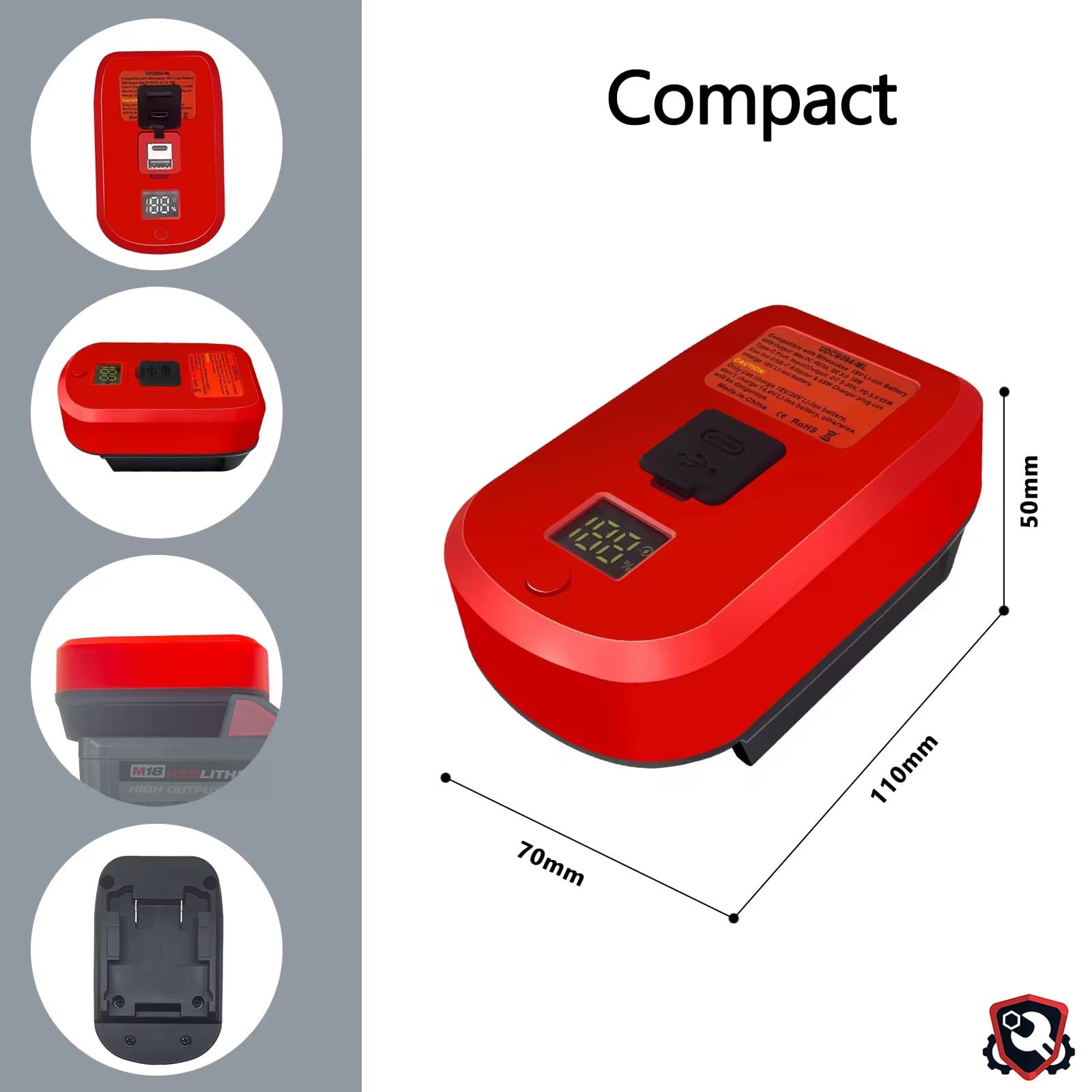 USB Charger for Milwaukee | M18 Phone Charger for Milwaukee M18 Battery | 18V Charger for Milwaukee Tools | M18 Fast Charger