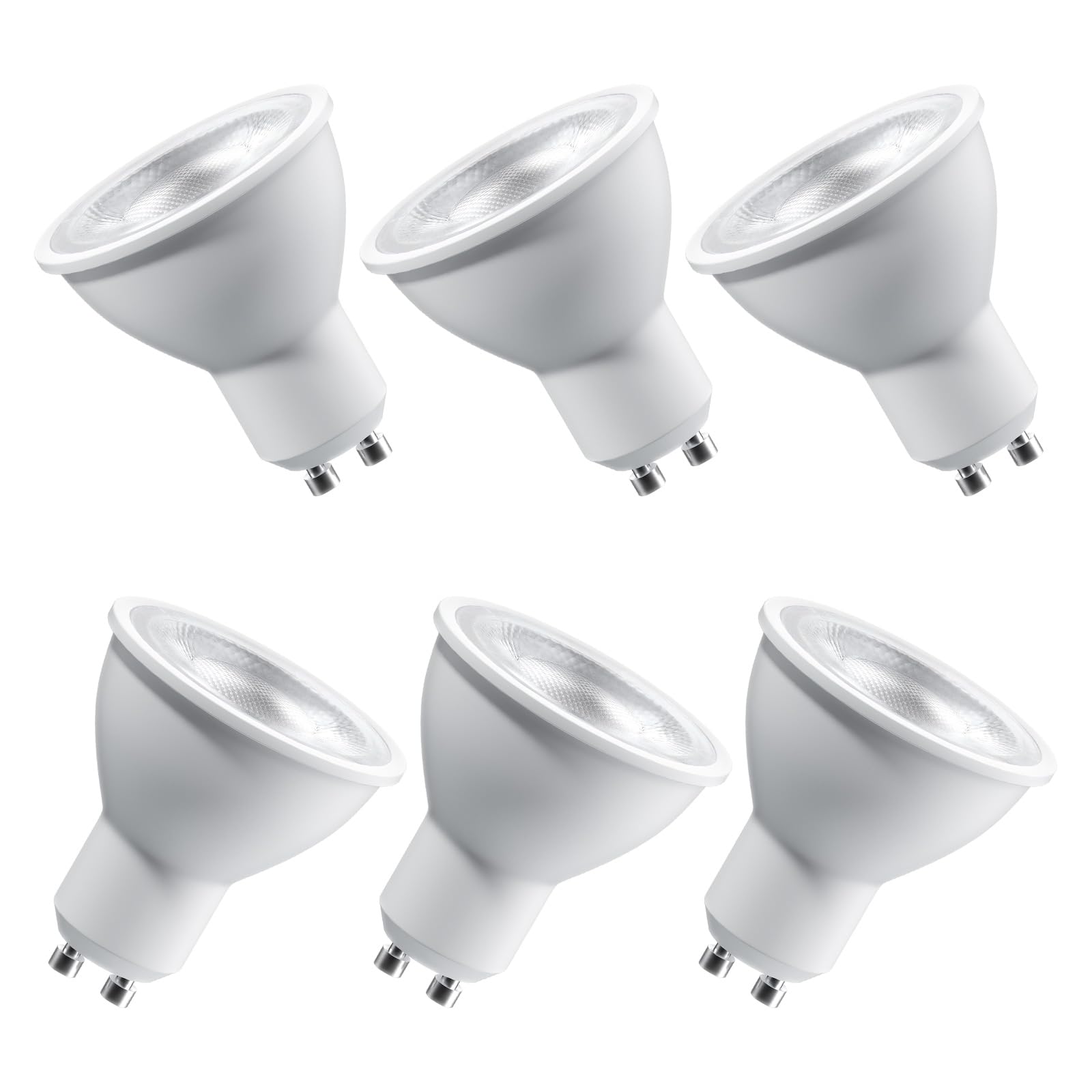 LISTOCASA GU10 LED Bulbs Dimmable, Light Bulb 6500K Daylight White, 630LM LED Spotlight Bulb 7W(50W Halogen Equivalent) Track Lighting Bulb for Kitchen, Range Hood, Bedroom, 6500K, 6-Pack