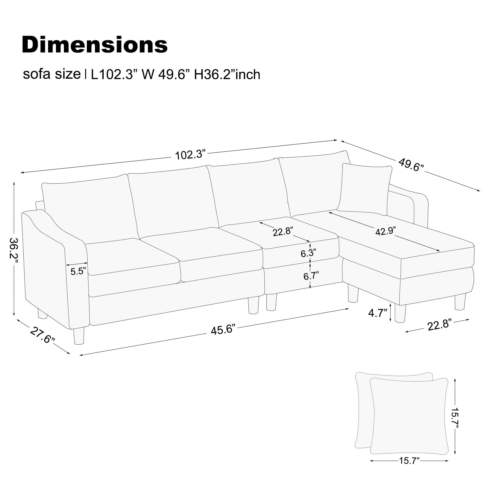 Belffin Velvet Convertible Sectional Sofa L Shaped Couch Reversible Sectional Sofa with Chaise Velvet 4 Seat Sectional Sofa (Grey)…