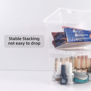 Ganydet Clear Storage Box with Lid，Plastic Bins Craft Organizers and Storage，Small Container Stackable Case Box for Cosmetic Mica Powder Bottle Nail Polish Sewing Tool 4 pack 7.4'' x 4.72'' x 5.03''