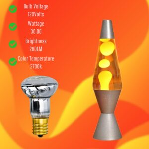 4 Pack Lava Lamp Replacement Bulb R39 E17 30W 120V Reflector Bulbs,Glitter Lamps,Incandescent for Bedroom and Office Bulb Lava Lamp Bulbs,Yellow,Heat Lamp Reflector Bulbs