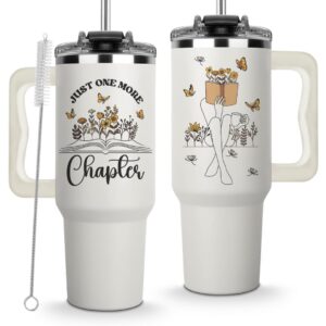 christmas gifts for book lovers - just one more chapter tumbler 40oz, book lover gifts for women, book lovers gifts, gifts for book lovers, bookish gift, book club cup, birthday gifts for book lovers