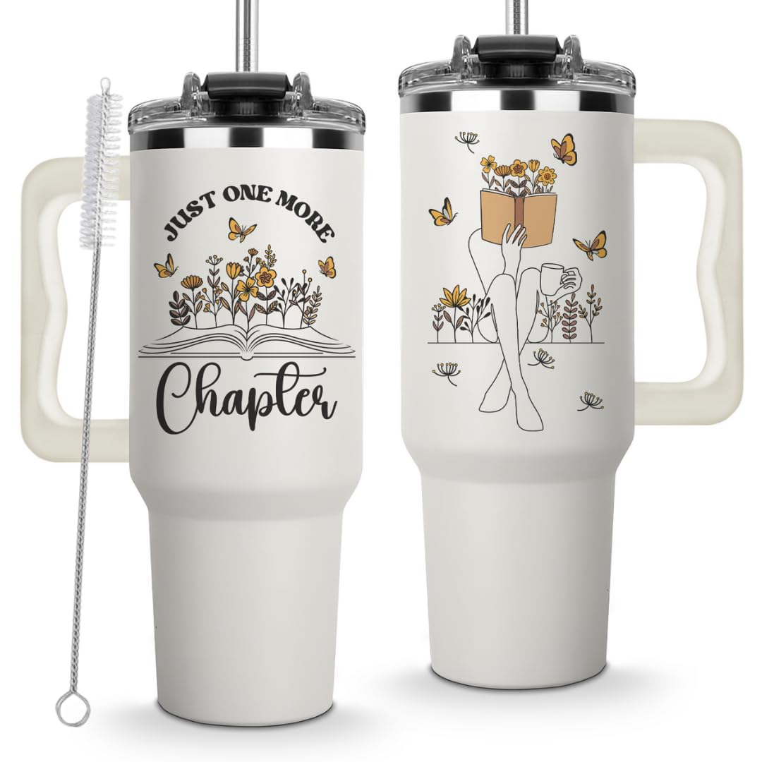 Christmas Gifts for Book Lovers - Just One More Chapter Tumbler 40Oz, Book Lover Gifts for Women, Book Lovers Gifts, Gifts for Book Lovers, Bookish Gift, Book Club Cup, Birthday Gifts for Book Lovers