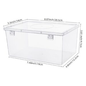 Ganydet Clear Storage Box with Lids, Storage Bins Plastic Clear Box Craft Organizers and Storage, Small Containers Stackable Case Box for Nail Polish Bead Sewing Tool, 4 pack, 7.48'' x 4.8'' x 3.81''