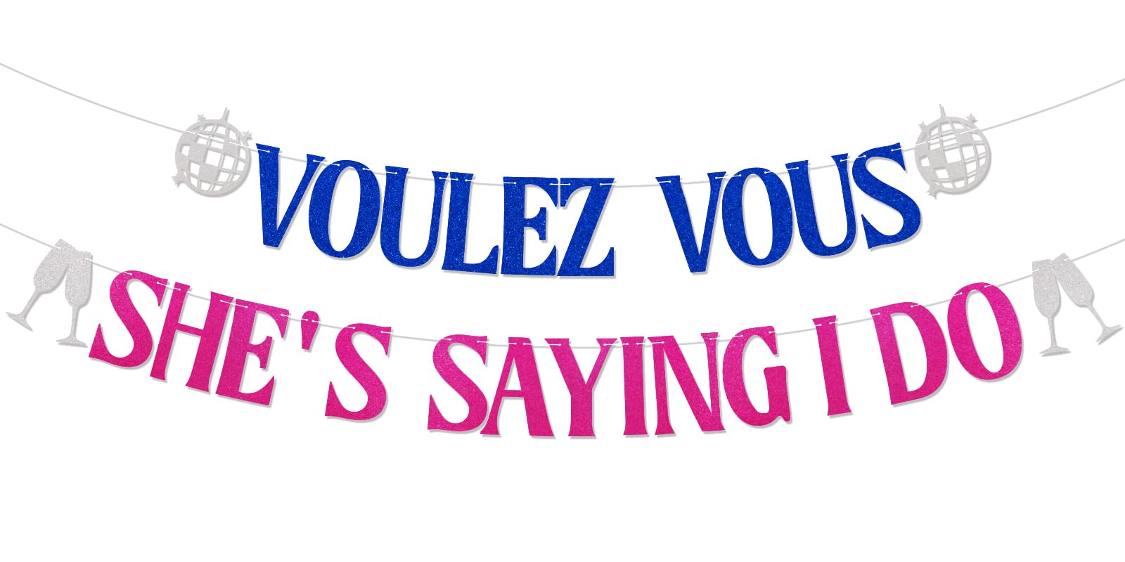 Voulez Vous She's Saying I Do Banner, She Found Her Honey Honey Bachelorette Party Decorations, Dancing Queen Bridal Shower Wedding Bachelorette Party Decorations Blue Pink Glitter