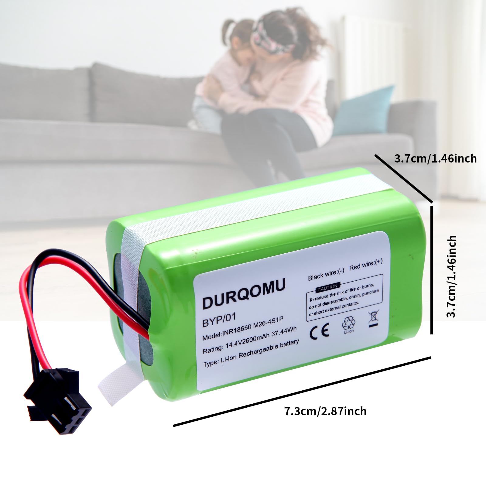 Durqomu 14.4V 2600mAh Li-ion Battery Replacement Compatible with X500 Eufy Robovac 11S MAX 12 15C 15T MAX 25C 30C G10 Hybrid G20 G30 G35 Edge R450 R500 and Ecovacs Deebot N79 N79S DN622