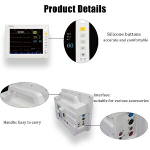 12.1-inch Display PET Vet Patient Monitor Multiparameter ICU Machine with ETCO2, Veterinary ECG, SPO2.HR, NIBP, RESP, Temp for Cat, Dog, Mouse, Animals Use