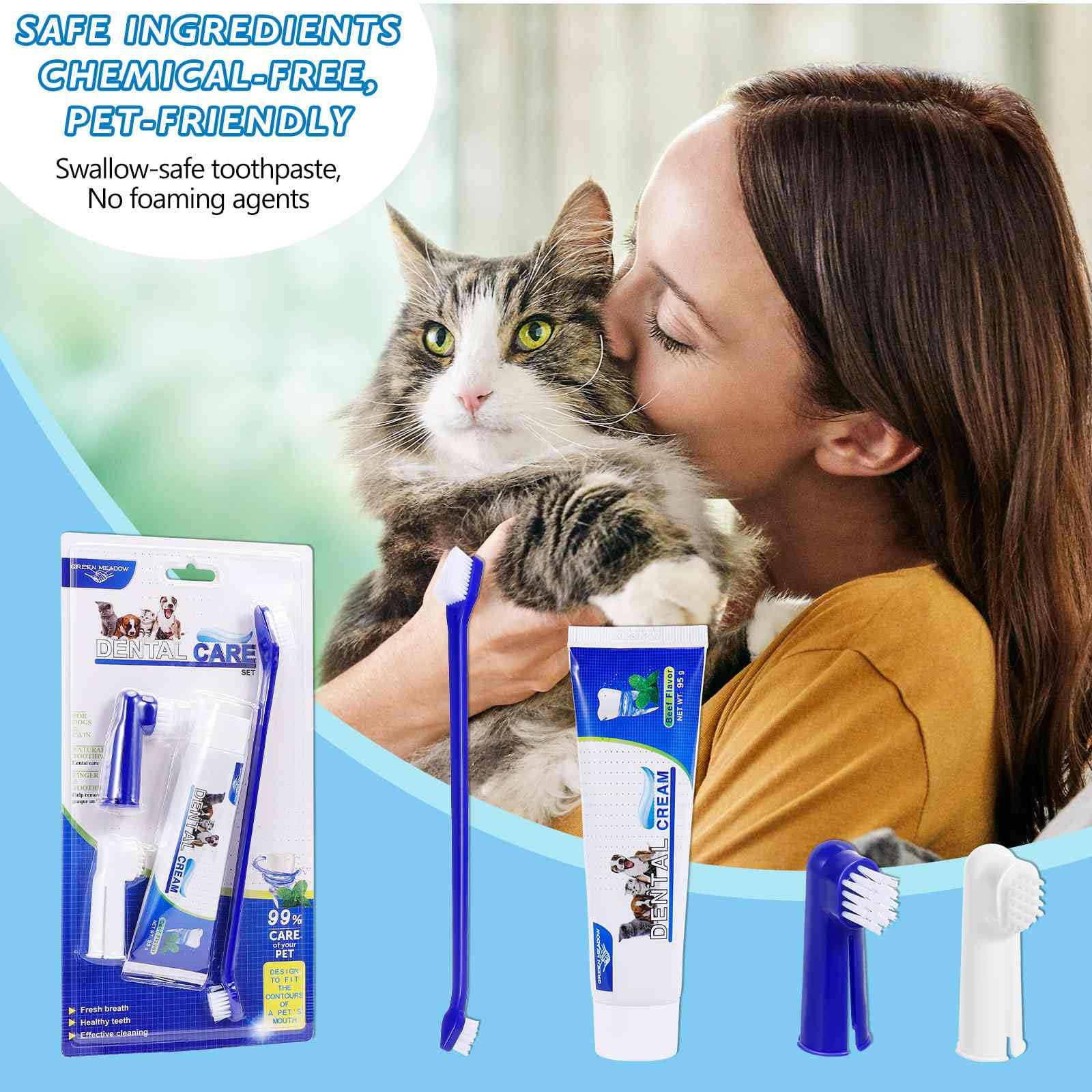 Best Cat Toothbrush & Toothpaste Kit for Himalayan or Colorpoint Persian Cat, Kittnens and Adult Cats - Natural Ingredients Reduce Plaque, Whiten Teeth, Freshen Breath