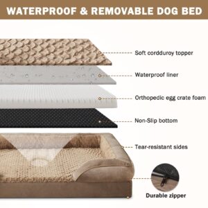 INVENHO Orthopedic Dog Beds Large Sized Dog, XL Washable Dog Sofa Bed Large, Egg-Crate Foam Dog Couch Bed with Washable Removable Cover, Waterproof Lining and Nonskid Bottom