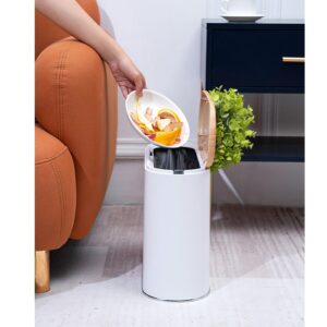 Yatmung 2.5 Gal Bathroom Trash Can with Lid - Plant Styled Hidden Garbage Can - Cute Trash Bin for Room - Slim, Plastic - Narrow Bedroom Trash Can Decorative