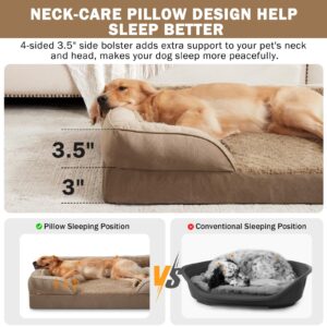 INVENHO Orthopedic Dog Beds Large Sized Dog, XL Washable Dog Sofa Bed Large, Egg-Crate Foam Dog Couch Bed with Washable Removable Cover, Waterproof Lining and Nonskid Bottom