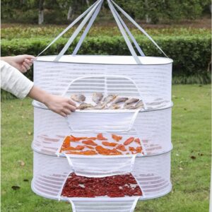 Singring Hanging Mesh Drying Rack, Foldable Herb Drying Rack Clothes Dry Basket with Hook and Zippers, Drying Fish Net for Buds, Fruits, Hydroponics Flowers, Vegetables, Fish, Clothes, Doll