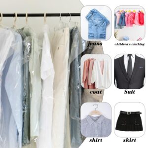 QBXMY7 Garment Bags, Pack of 30 Garment Bags, Transparent Hanging Garment Bags, Plastic Suit Bag, Dustproof Clothes Protector, Waterproof Garment Cover for Suits, Shirts, 60x90cm/60x150cm/60x120cm