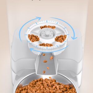 HoneyGuaridan Automatic Cat Feeder for Two Cats,3.5L Cat Food Dispenser with Stainless Steel Bowl,Timed Cat Feeder Programmable 1-6 Meals Control, Dual Power Supply,Desiccant Bag,10s Meal Call Whit