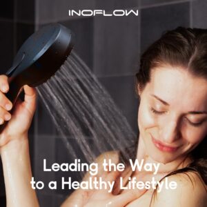 InoFlow High Pressure Filtered Shower head with Handheld 7 Modes, 5” High Flow Hand Held Hydro Rain Showerhead with 60" Stainless Steel Hose and Adjustable Bracket, Matt Black