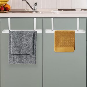 FYY Cabinet Towel Holder Rack - 2 Pack Collapsible Folding Over Cabinet Towel Bars, Heavy Duty Kitchen Dish/Hand Towel Holder for Over Cabinet Cupboard Doors White