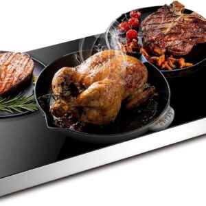 Octavo Electric Warming Tray, Tempered Glass Top Food Warmer Plate, Food Warming Tray with Timer Function, Electric Food Hot Plate Catering Dish for Parties, Banquets, Wedding, Catering, Buffet