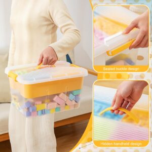 3 Layer Plastic Storage Box with Removable Tray, Clear Stack & Carry Box with Lid 12L Playroom Container Handled Organizer Stackable Art Craft Container Box for Organizing Toy Sewing Bead