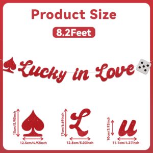 Lucky in Love Banner, Vegas Bachelorette Party Decorations, Casino Bridal Shower Party Decorations Red Glitter