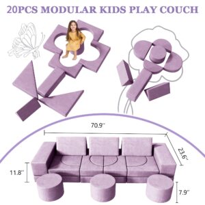 Modular Kids Play Couch, 20PCS Kids Modular Couch for 4 Kids, Kids Couch for Playroom, Modular Kids Couch for Boys and Girls, Modular Couch Kids (Blueberry)