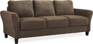 generic 3-seater premium fabric sofa, stylish and comfortable living room furniture, camel