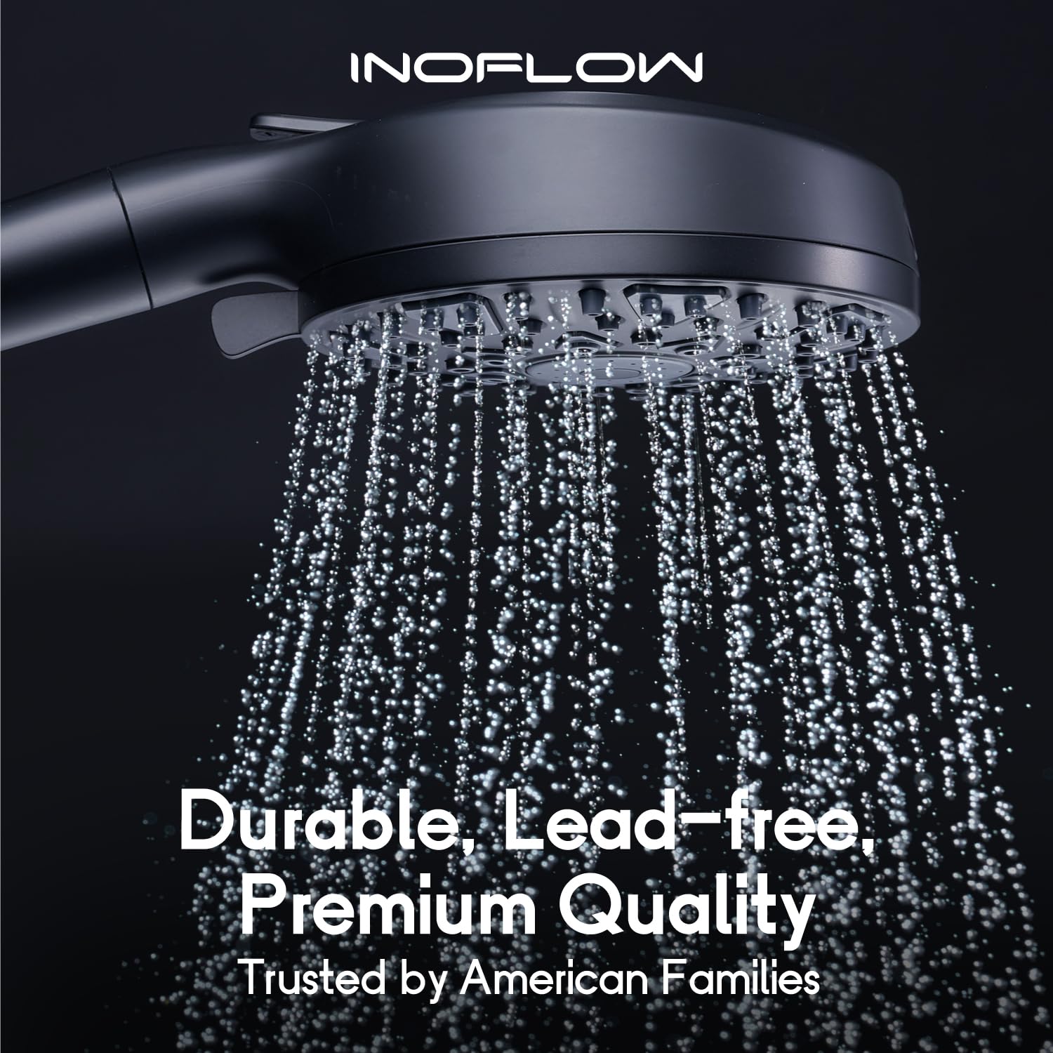 InoFlow High Pressure Filtered Shower head with Handheld 7 Modes, 5” High Flow Hand Held Hydro Rain Showerhead with 60" Stainless Steel Hose and Adjustable Bracket, Matt Black