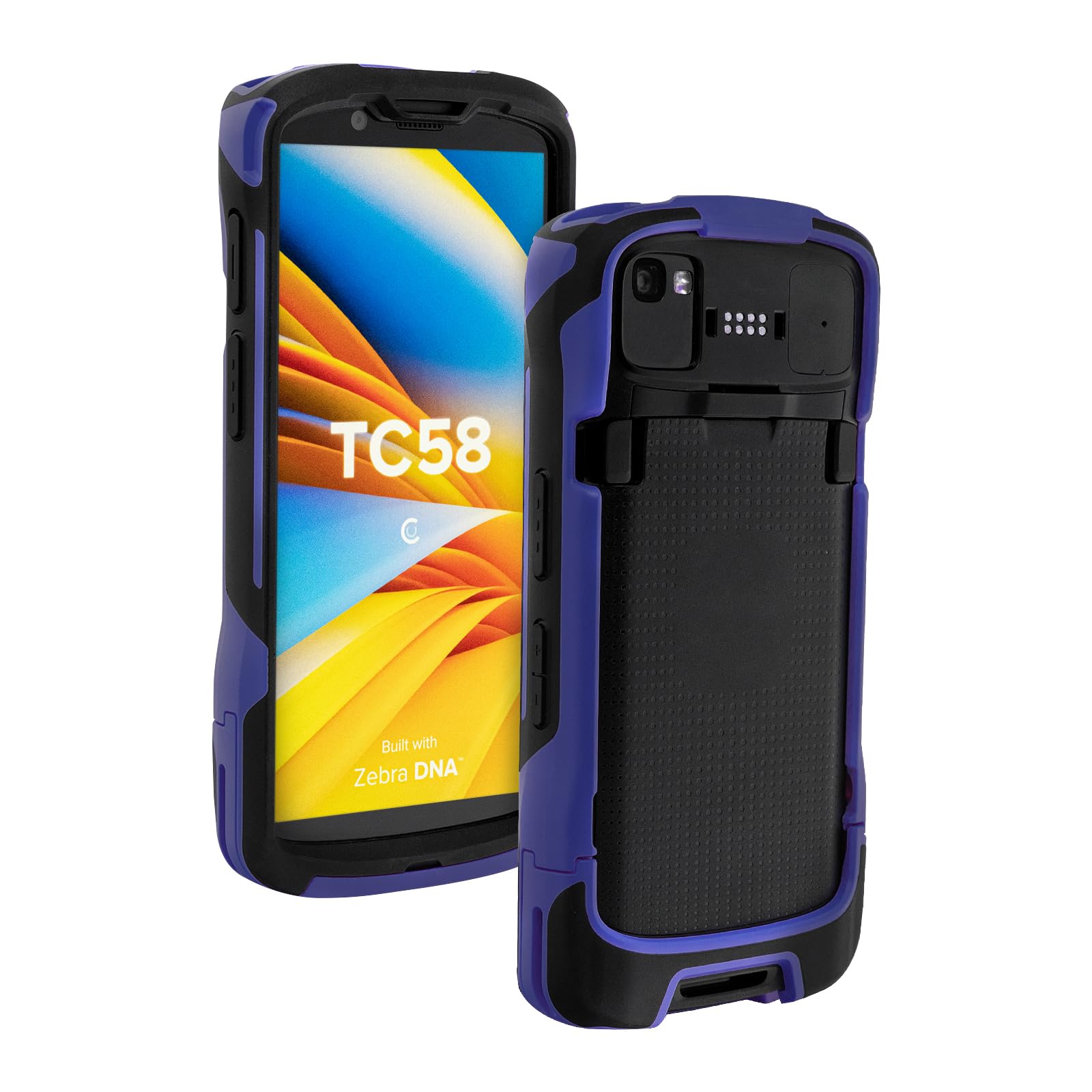 Protective Case Bumper Cover for Zebra Symbol TC53 TC58 Handheld Barcode Scanner Mobile Computer, Rugged Case Blue & Black