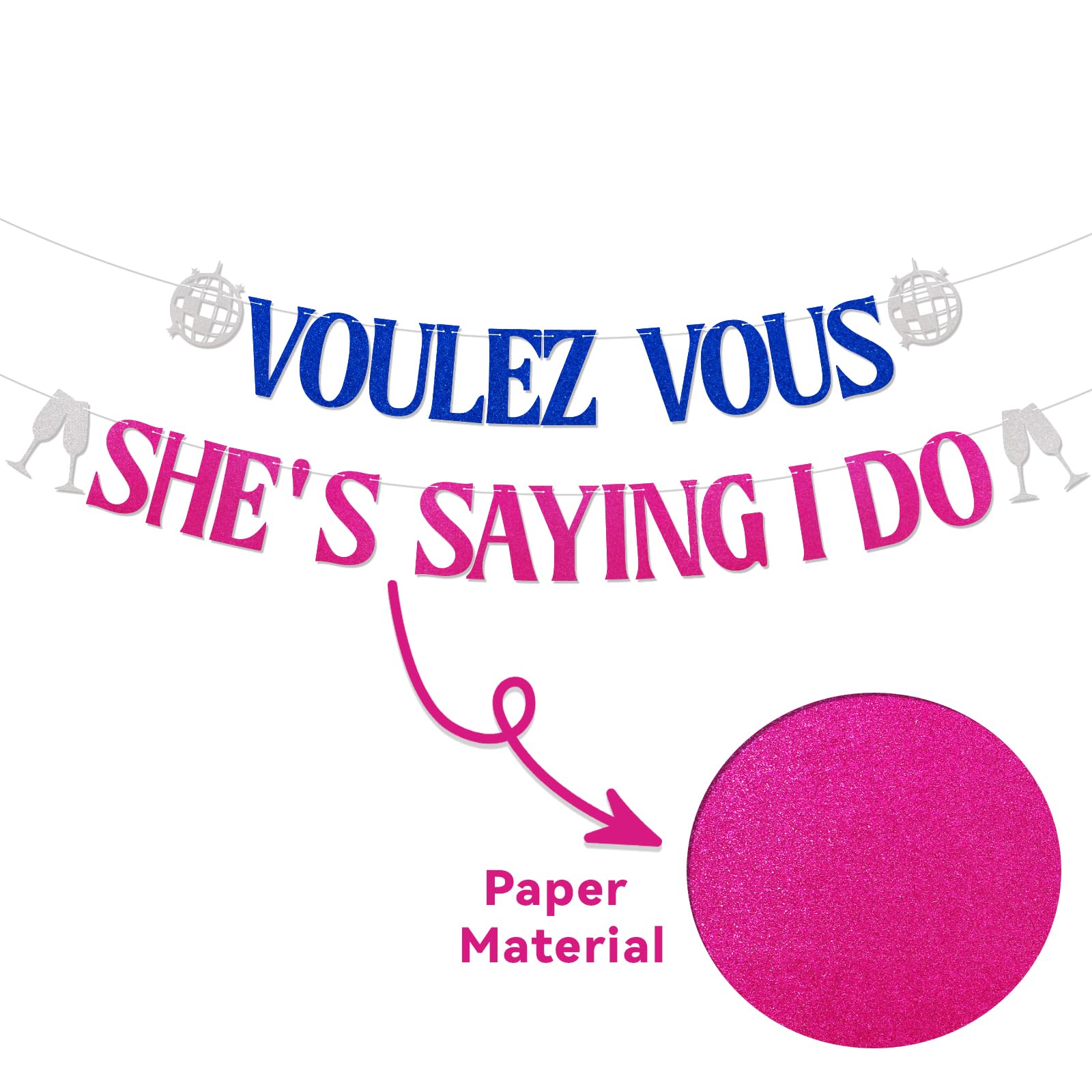 Voulez Vous She's Saying I Do Banner, She Found Her Honey Honey Bachelorette Party Decorations, Dancing Queen Bridal Shower Wedding Bachelorette Party Decorations Blue Pink Glitter