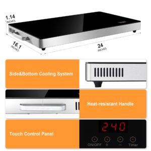 Octavo Electric Warming Tray, Tempered Glass Top Food Warmer Plate, Food Warming Tray with Timer Function, Electric Food Hot Plate Catering Dish for Parties, Banquets, Wedding, Catering, Buffet