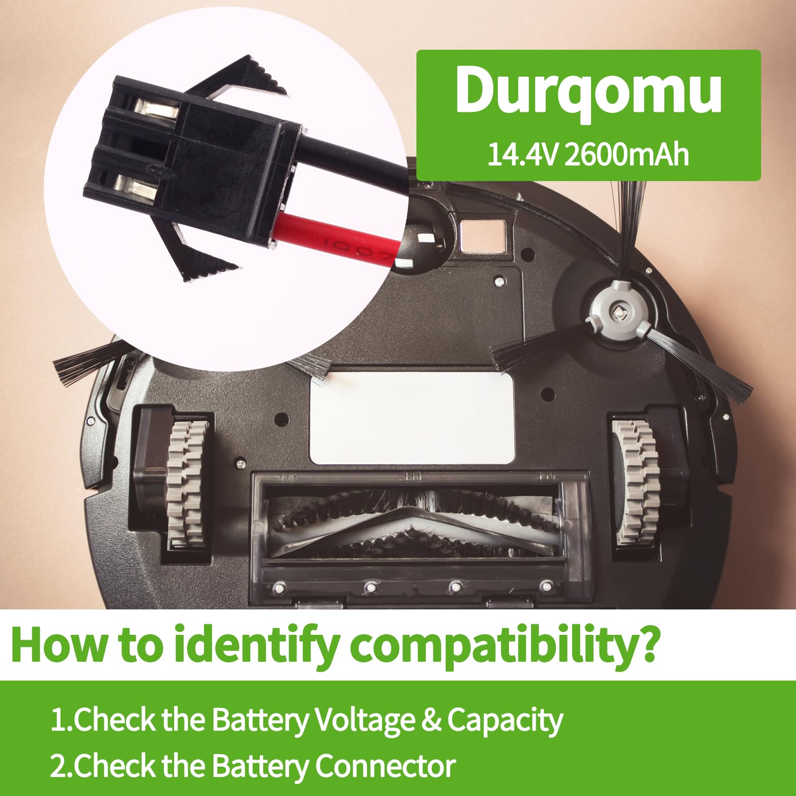 Durqomu 14.4V 2600mAh Li-ion Battery Replacement Compatible with X500 Eufy Robovac 11S MAX 12 15C 15T MAX 25C 30C G10 Hybrid G20 G30 G35 Edge R450 R500 and Ecovacs Deebot N79 N79S DN622