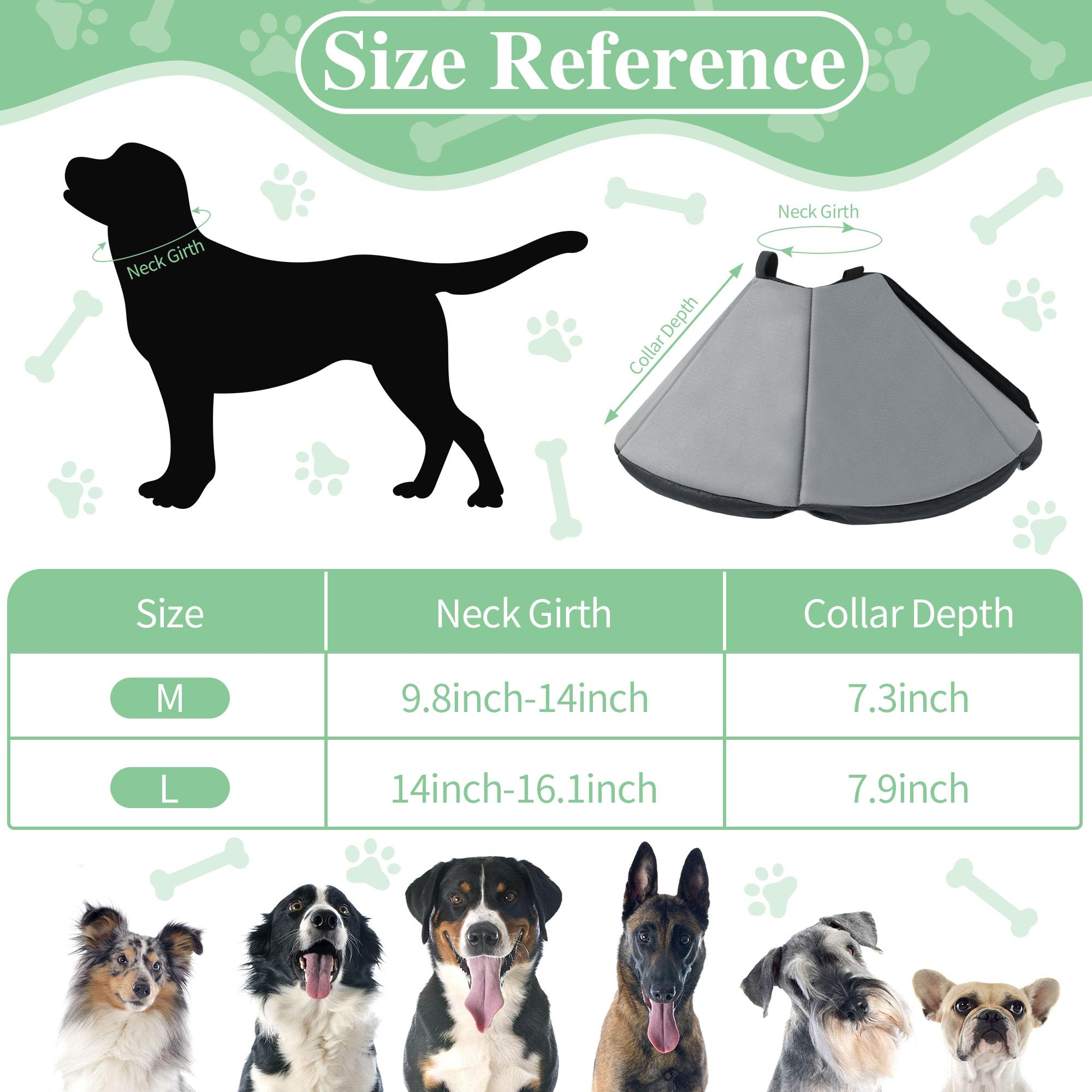 ROYALAY Adjustable Soft Dog Cone for Dogs After Surgery, Pet Recovery Collar for Large Medium Dogs and Cats, Comfy Elizabethan Collar Prevent Biting Scratching, Pet Cone for Wound Care, Spay, Neuter,L