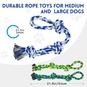 [3 Pack] Dog Rope Toys, Indestructible Dog Toys for Large and Medium Aggressive Chewers, Heavy Duty Dog Rope Toy for Large Breed, 100% Cotton Tug of War Dog Chew Toys for Boredom, Teeth Cleaning